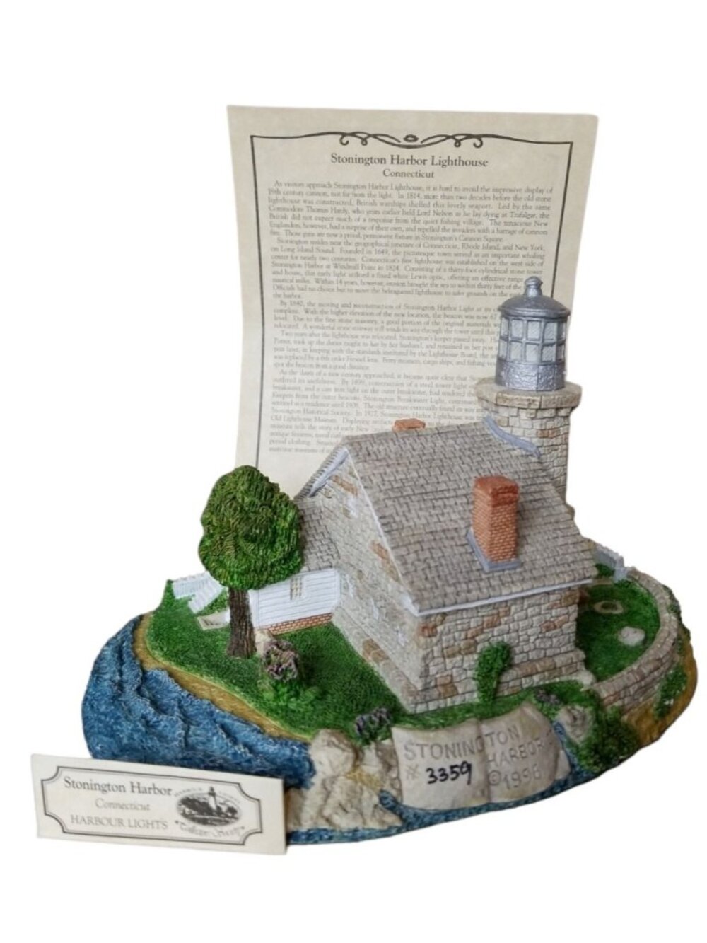Harbour Lights Stonington Harbor CT HL 502 1996 3359 ID Card COA Lighthouse